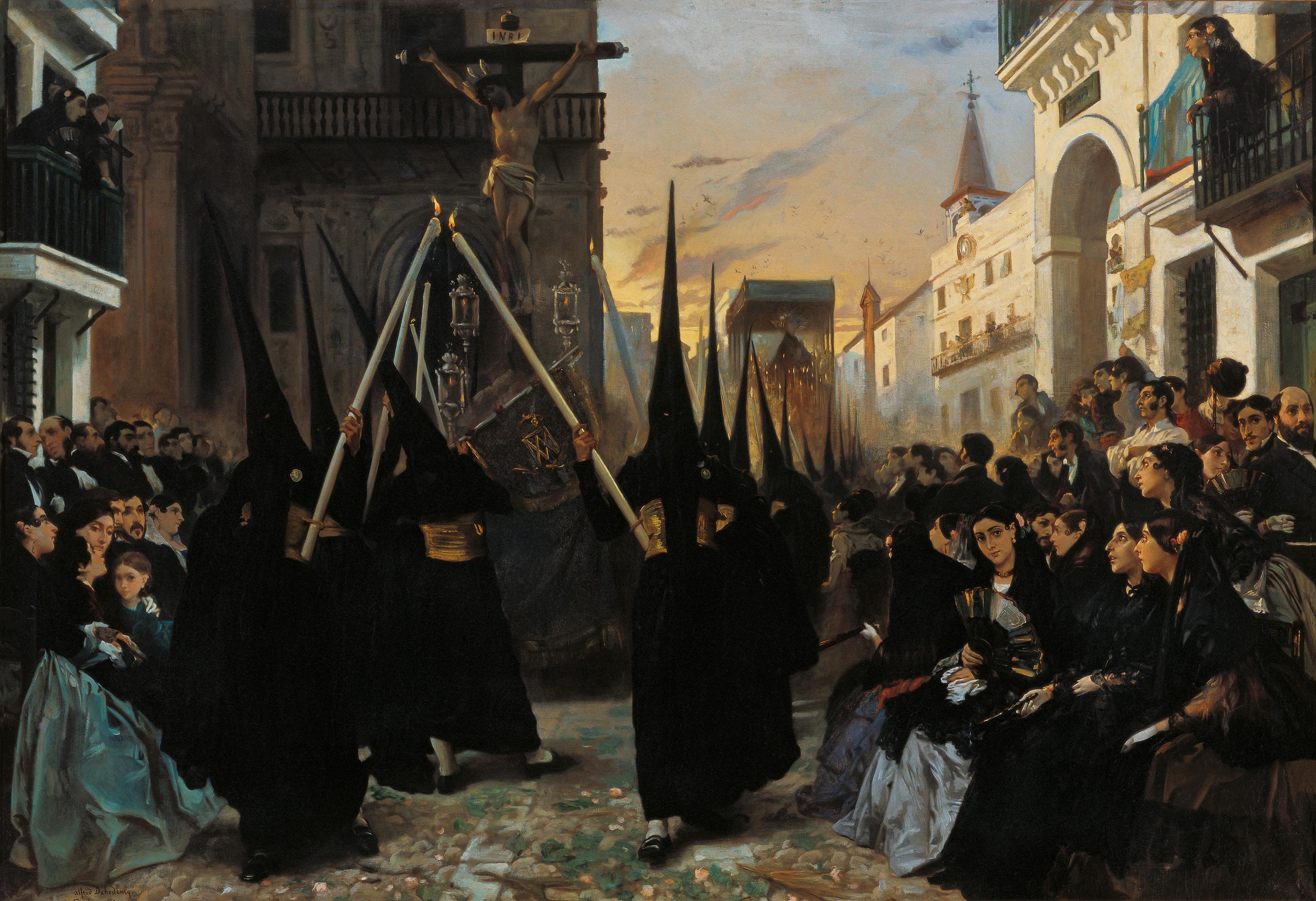 A Confraternity in Procession along Calle Génova,